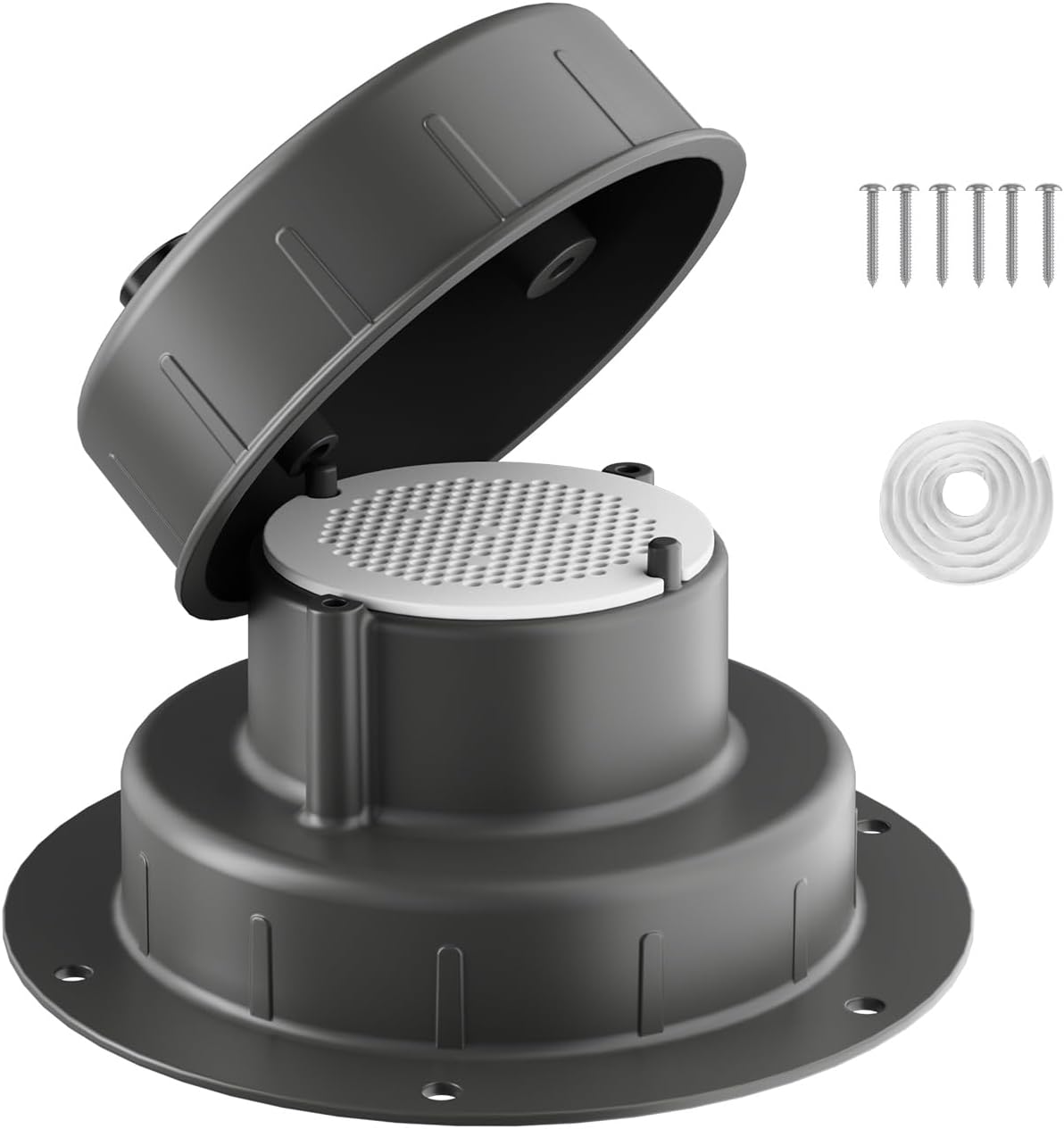 Aluminum RV Plumbing Vent Cap- Strong Protective Roof Sewer Cover with Built-In Filter Screen and Complete Installation Accessories(Gray-1 Pack)