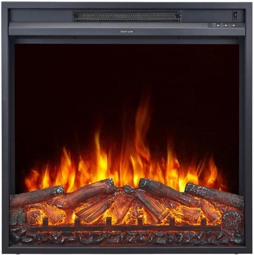 CHEMIN'ARTE Electric Insert for Recessed Flame Effect LEDs Oxford 2XL 71 x 15 x 74 cm Extra Slim Heating 2000 W with Electronic Thermostat Designed in France