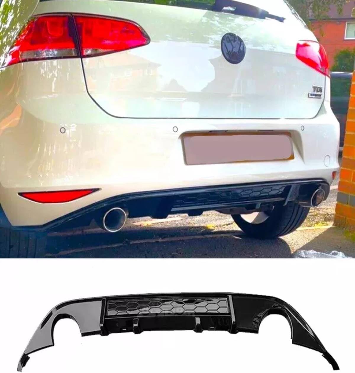 Auto Perfectionists UK Rear Boot Valance Diffuser Compatible With VW Golf GTI MK7 2013-2016 ABS Gloss Black