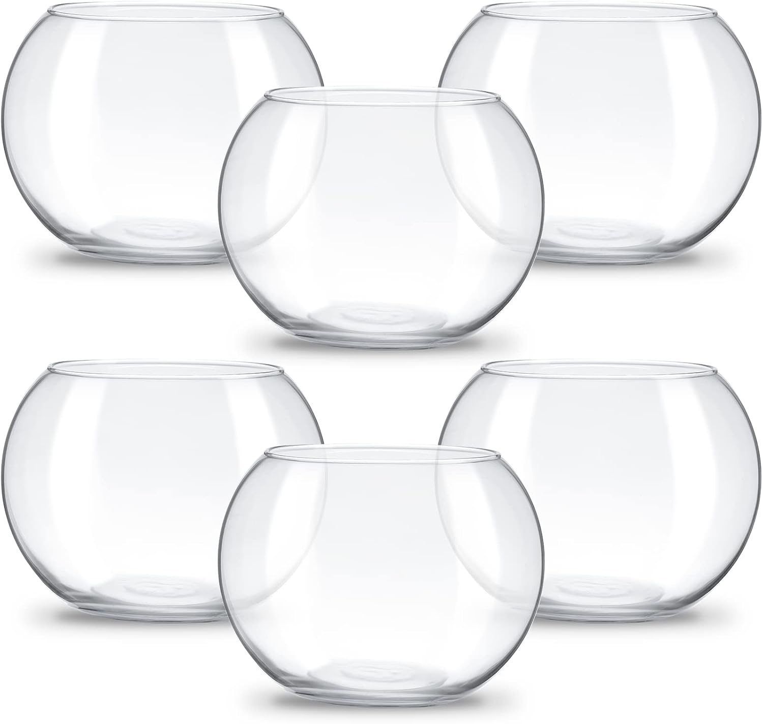 Thenshop 6 Pcs Clear Fish Bowl Bulk Glass Bubble Vase Mini Round Vase Bubble Planter Terrarium Fish Bowl for Centerpiece Flowers Betta Fishs Wedding Event Home Decor Flowers (4.5 x 3.7 x 5.9 Inch)