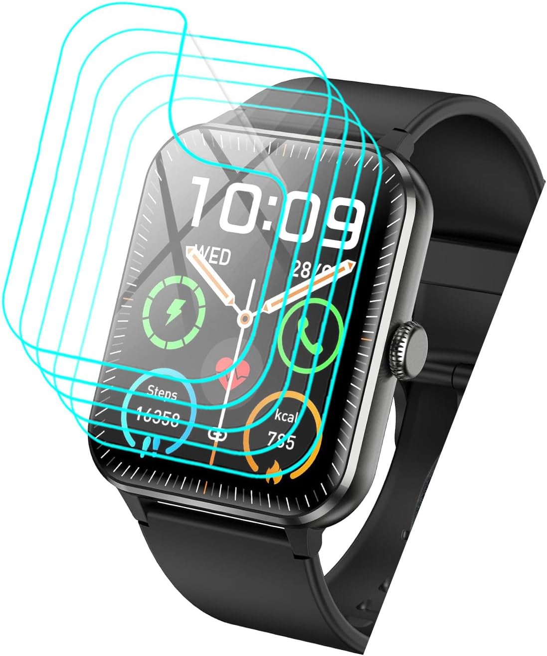 [5 Pack] Futanwei for IOWODO Smart Watch R50Pro Screen Protector 1.85" HD Clear Soft PET Film [Case Friendly][Anti-Scratch][Anti-Fingerprint][Bubble Free] Screen Protector for IOWODO R50Pro Smartwatch