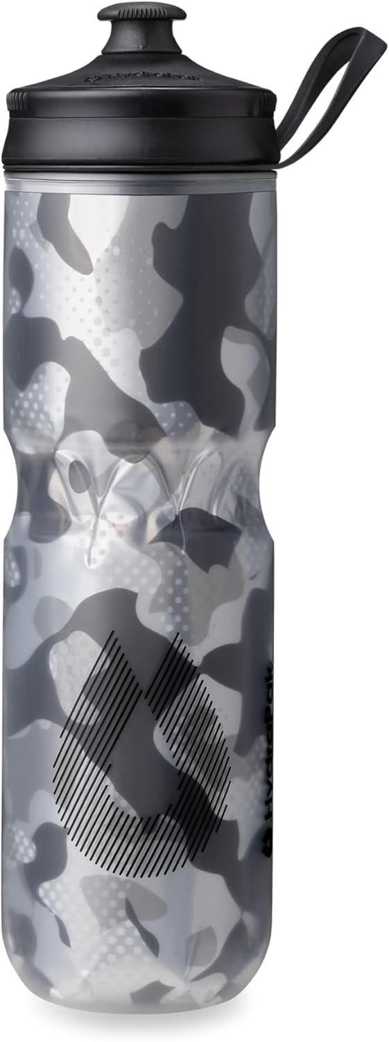 HydraPak | Polar Bottle - Polar Sport Insulated Water Bottle - BPA-Free, Sport & Bike Squeeze Bottle with Handle (Contender Black, 700ml / 24oz)