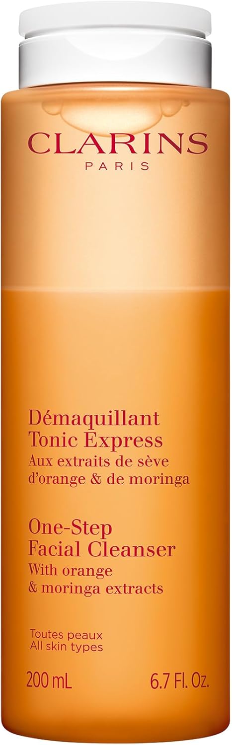 Clarins One-Step Facial Cleanser with Orange Extract 200ml | Bi-Phase Makeup Remover & Cleanser | Removes Impurities & Boosts Radiance