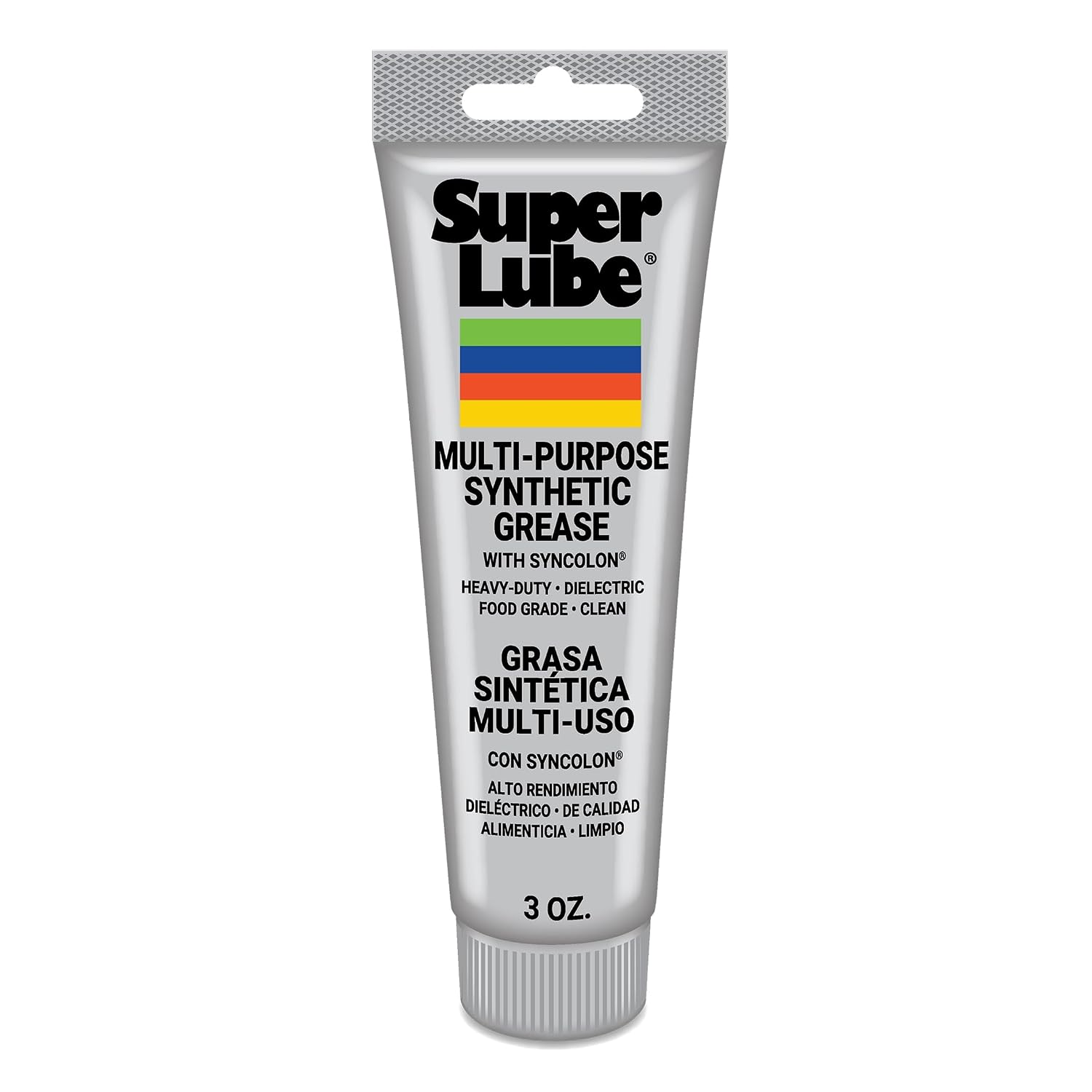 Super Lube Multi-Purpose Synthetic Grease w/ Syncolon - High Temperature, Water & Corrosion Resistant Grease - Workshop & Industrial Use - Food Grade - Translucent White - Tube - 3 oz (21030)
