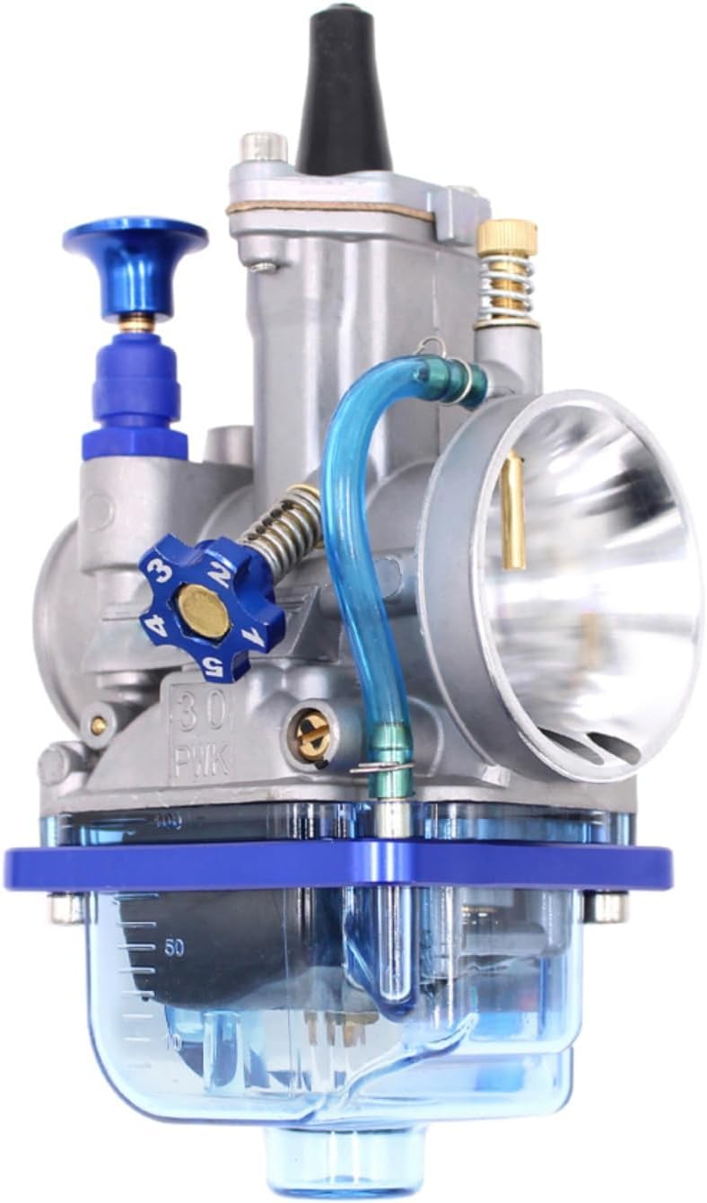 Universal Motorcycle Racing Carburetor PWK 21MM-34MM, With Blue Float Bowl Horn Cup Intake Manifold Fit for 2T 4T Engine Scooter Motorcycle ATV Quad Pit Bike 50CC-350CC PWK Carburetor (26MM)