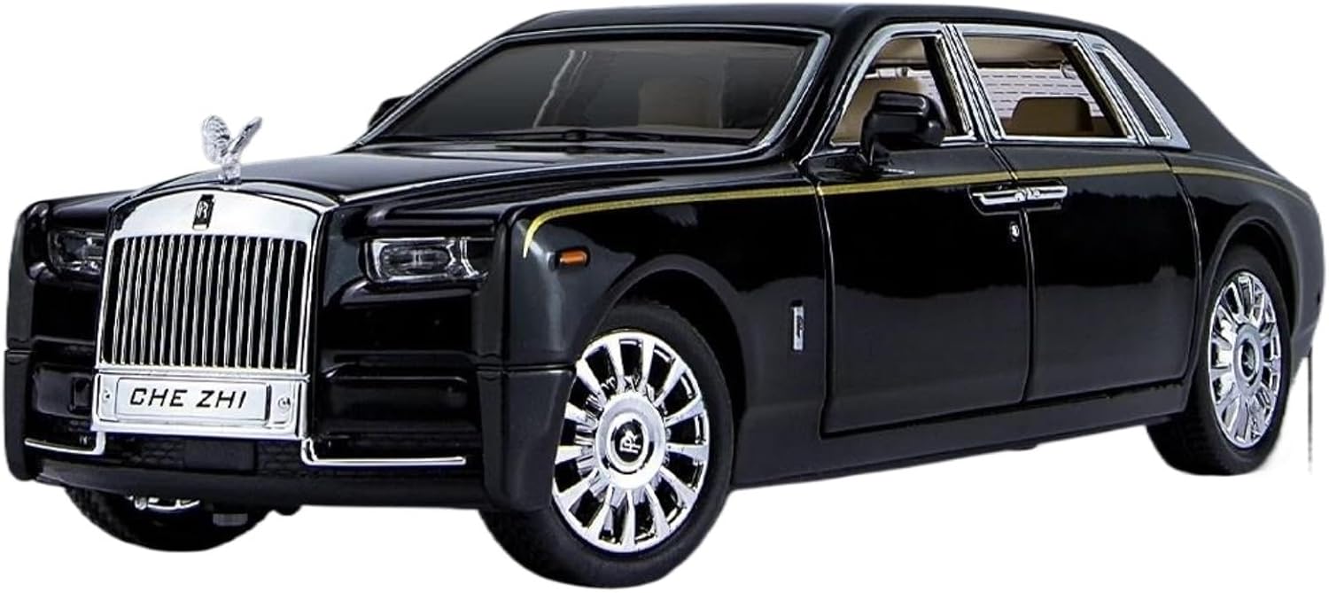 BOFSMXXNP Die-cast 1:24 For Rolls-Royce Phantom Die-cast Car Model Simulation Pull Back Luxury Car Zinc Alloy Metal Ornaments(Black)