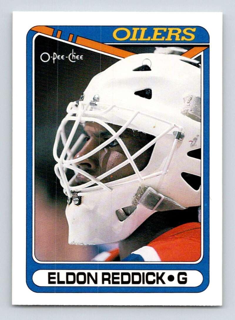 1990-91 O-Pee-Chee #452 Eldon Reddick Edmonton Oilers Official NHL Hockey Card in Raw (NM or Better) Condition