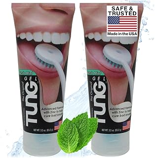 Tung Tongue Gel | Fresh Mint Tongue Cleaning Paste | Bad Breath and Halitosis | Mouth Odor Eliminator | Use with Tongue Brushes & Scrapers | Made in America (2 Pack)