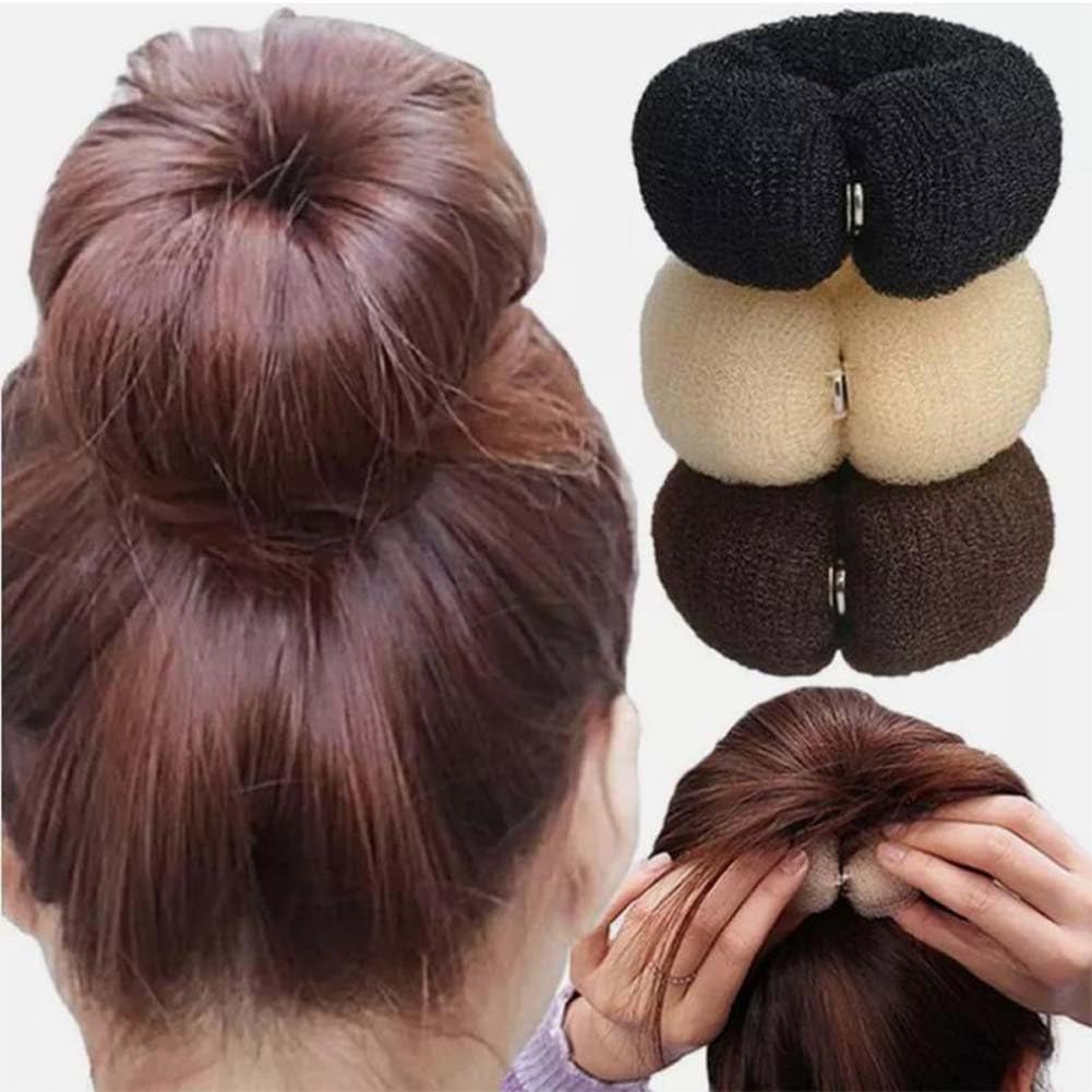 3PCS 20cm Donut Hair Bun Maker - Ring Style DIY Hair Foam Ring Shaper - Snap Roll Bun Tool Magic Hair Styling Tool for Women (3 Colors) 