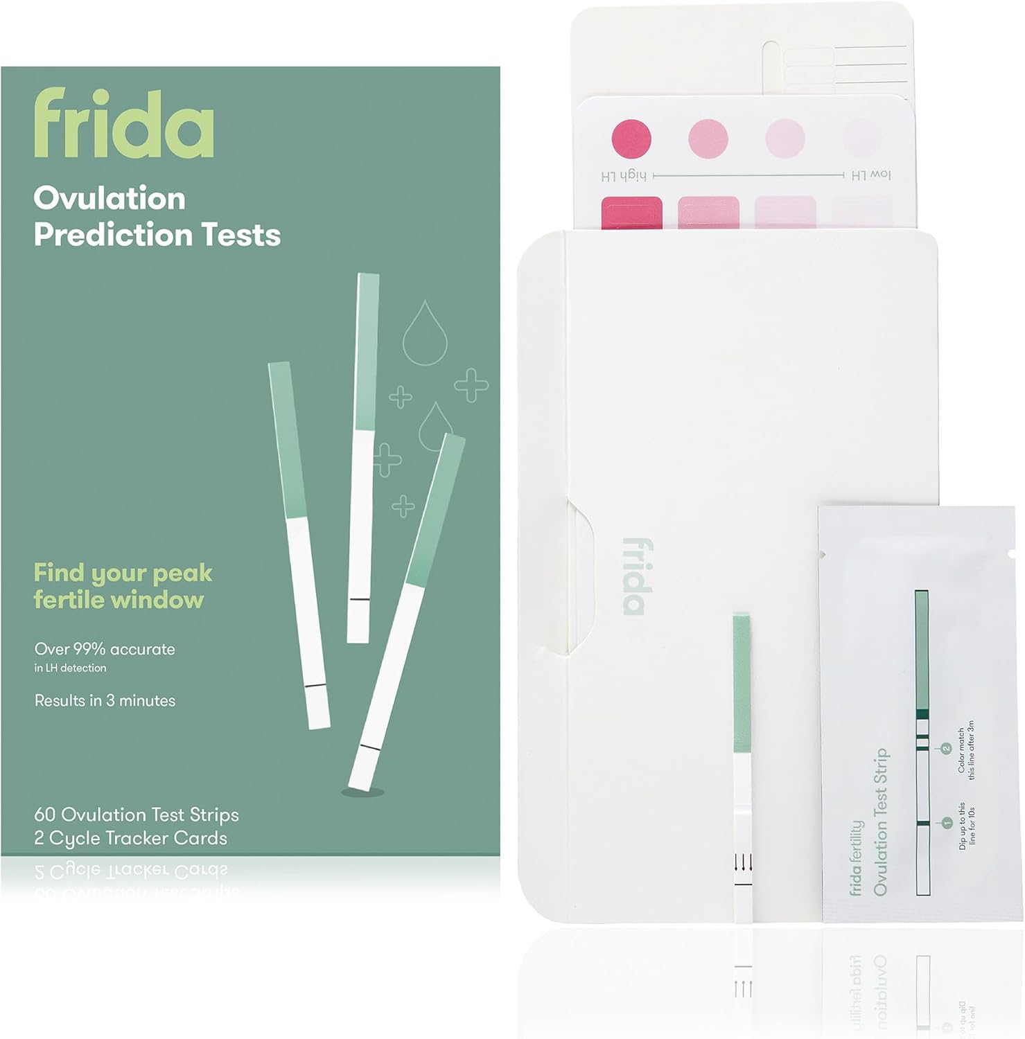 Frida Fertility Ovulation Test Kit | Easy at Home Ovulation Strips with Test Tracker and Prediction Log, Over 99% Accurate, Find Your 48 Hour Baby Making Window | 60 Ovulation Test Strips + Tracker