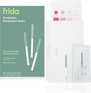Frida Fertility Ovulation Test Kit | Easy at Home Ovulation Strips with Test Tracker and Prediction Log, Over 99% Accurate, Find Your 48 Hour Baby Making Window | 60 Ovulation Test Strips + Tracker