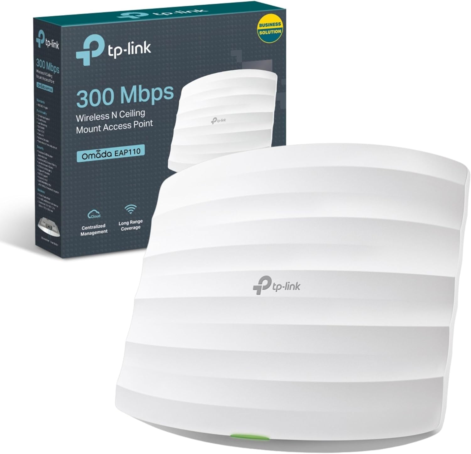 TP-Link EAP110 N300 Access Point, Wireless Access Points, Support Passive PoE,Vlan, Direct Current, Omada Mesh, Easily Mount to Wall or Ceiling, Cloud centralized management, Free Controller Software