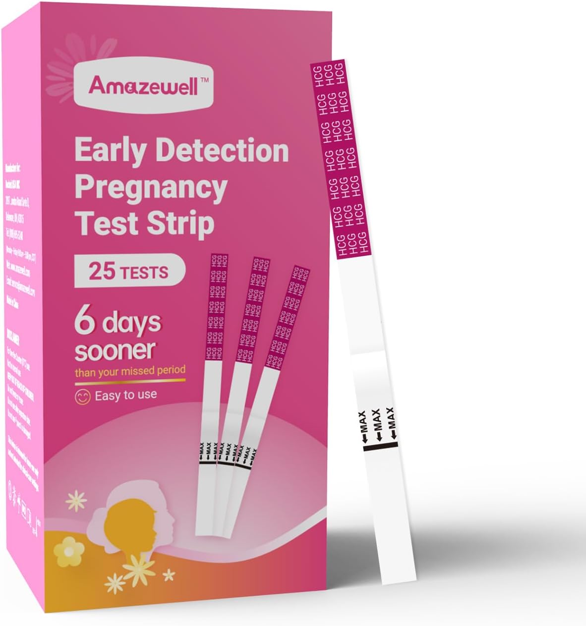 Early Pregnancy Tests, 25 Count Pregnancy Test Strips for Home Detection, Over 99% Accuracy, Individually Wrapped, 5mm Width HCG Test Kit, Fertility Value Pack
