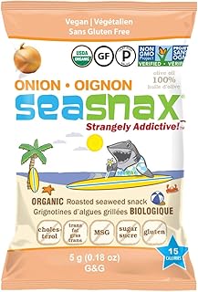 SeaSnax Organic Roasted Seaweed Snack, Onion, 0.18 Ounce (Pack of 6)