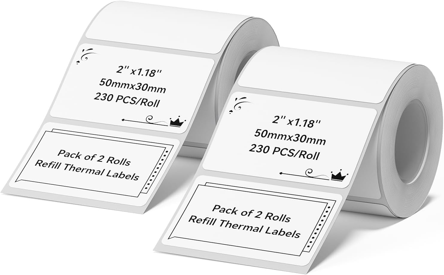NIIMBOT 2 Roll White Thermal Labels for B1/B2/B21/B31, 2''x1.18'' (50x30mm)