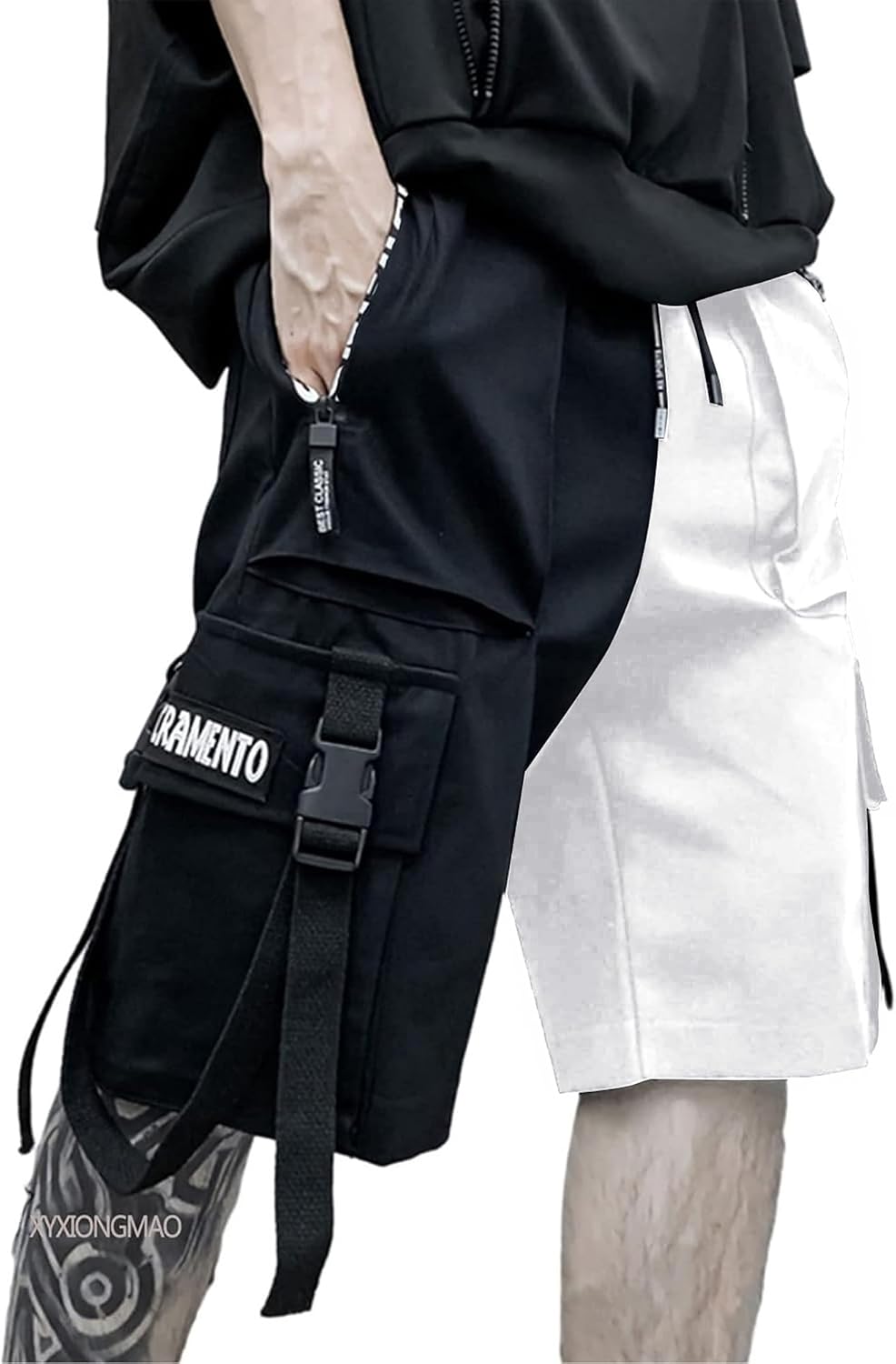 XYXIONGMAO Techwear Shorts Mens Cargo Cyberpunk Hip Hop Gothic Japanese Streetwear Men Tech Wear Tactical Goth Pants