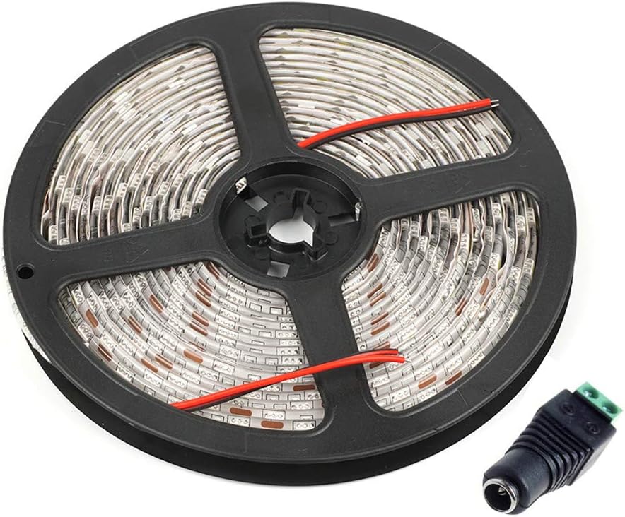 12V LED Strip Light Warm White,16.4ft Waterproof Flexible Rope Light, 300LEDs SMD5050 Tape Ribbon Light for Home,Party, Bedroom,12V Power Supply Not Included