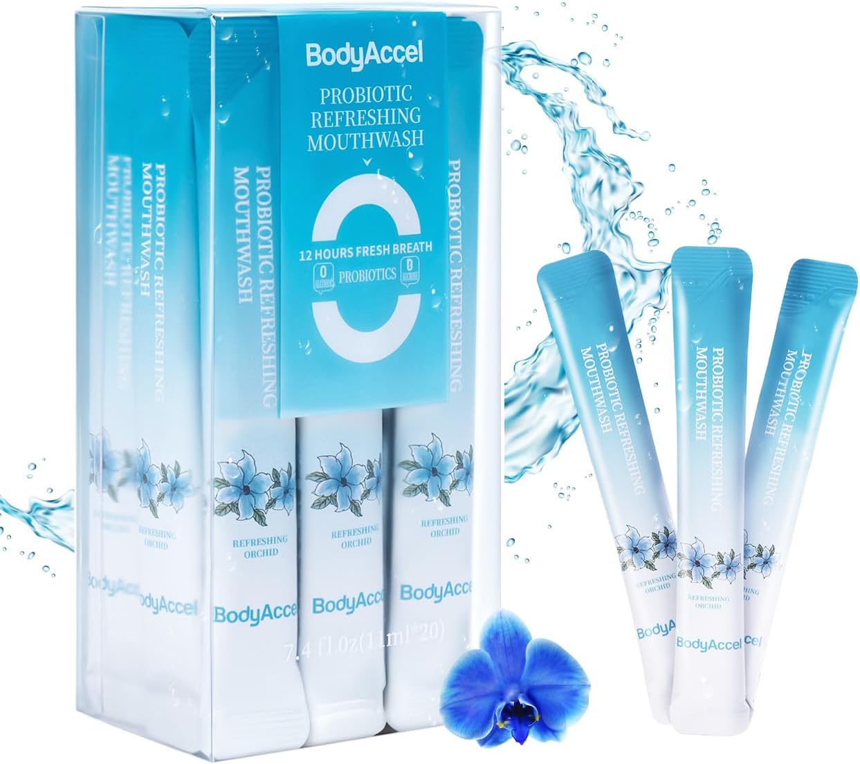 Mouthwash Travel Size, Portable Fresh Breath Mouthwash, Alcohol-Free, Free Fresh Breath Mint Mouth Wash for Adults 7.4f1.0z (11ml*20)