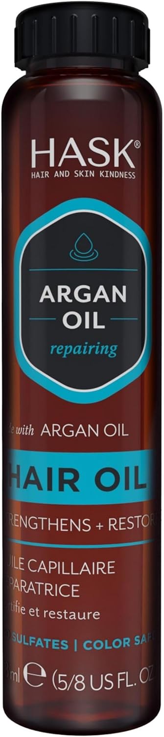 HASK Argan Oil Shine Oil Vial Repairing for All Hair Types, colour safe, gluten free, sulfate free, paraben free - 1 18mL Vial