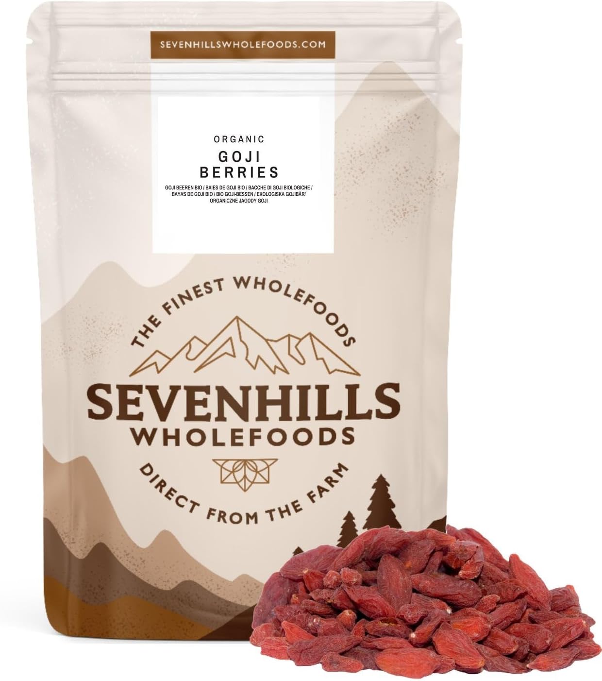 Sevenhills Wholefoods Organic Raw Goji Berries 200g | 100% Pure & Natural | for snacking, baking, cereals, porridge | GMO-free | Gluten-free | Wolfberries