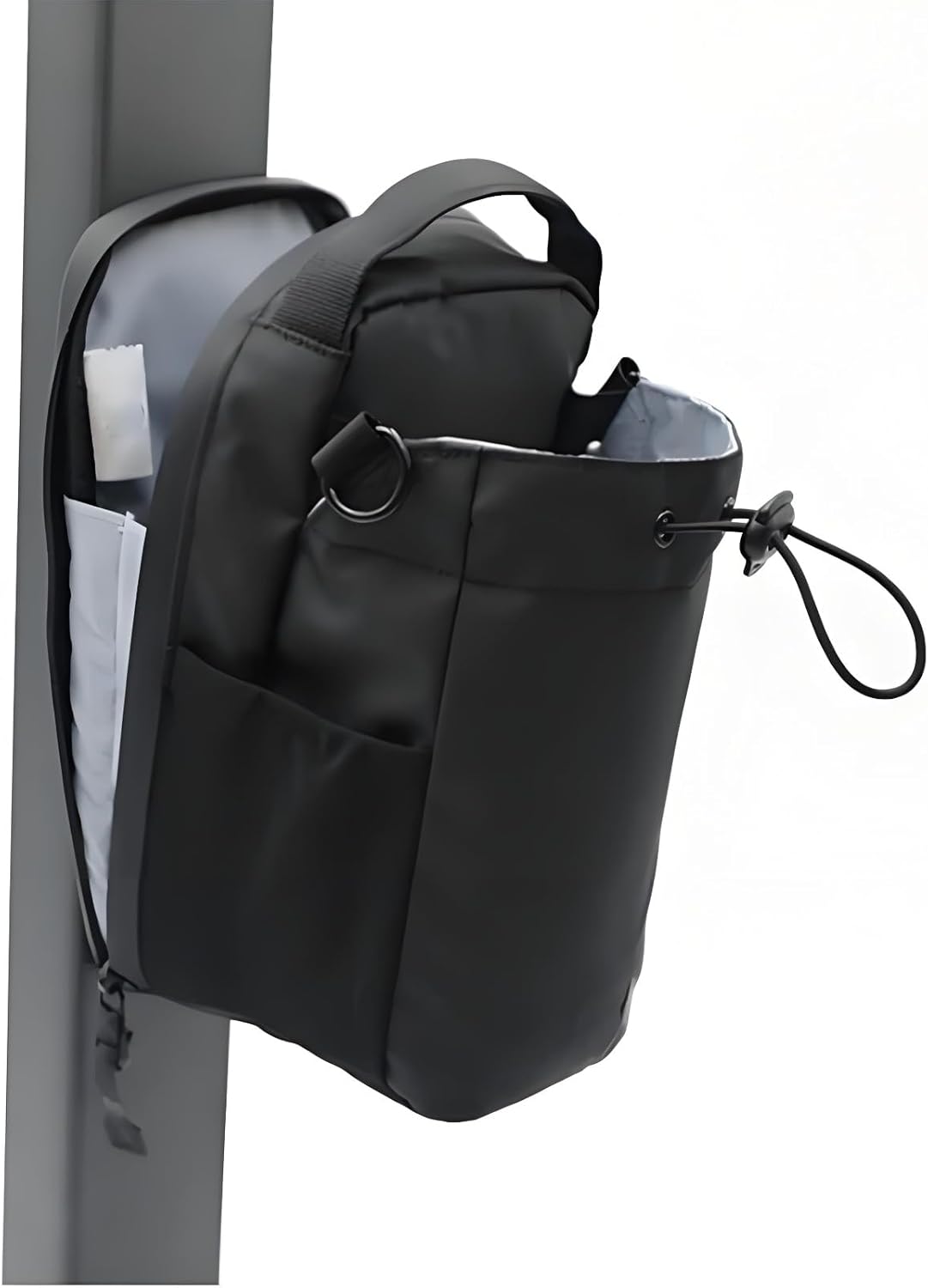 Earnmore Magnetic Gym Bag, Large Capacity Magnetic Carry Bag, with Phone Pocket, Portable Gym Bag, Gym Pouch for Water Bottle, Organizer, Black, Sporty