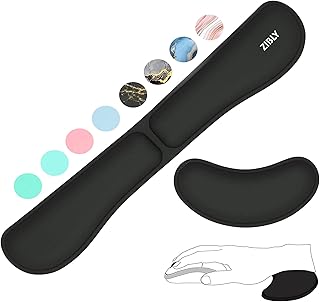 Zibly Ergonomic Gel Keyboard Wrist Rest & Mousepad Rests for Computer, Silky Memory Foam for Typing, Laptop Keyboard and Mouse Desk Pads Support Hand and Arm, 2 Piece Pad for Office and Travel