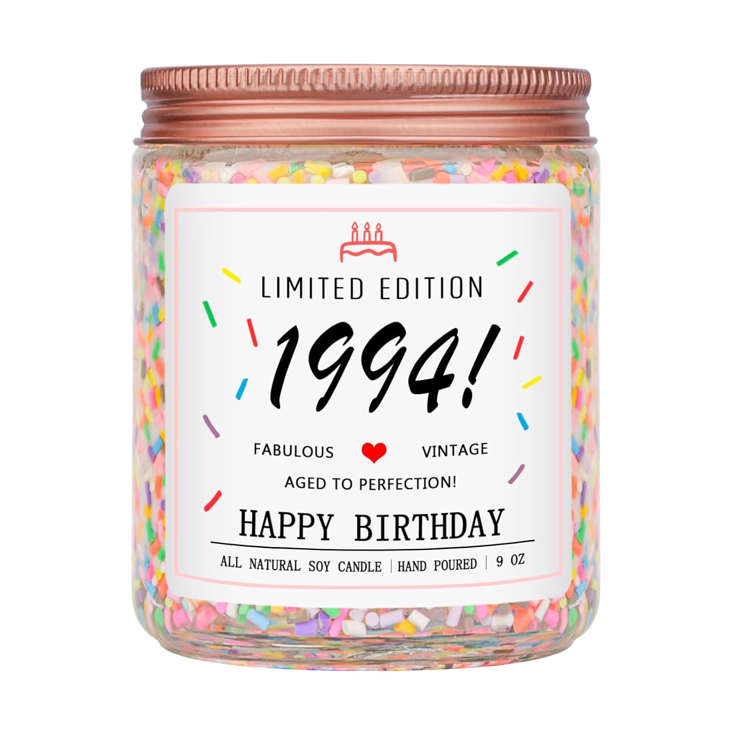 Homsolver 30th Birthday Gifts for Her Women, Happy 1994 30th Birthday Candle Gifts Ideas-Limited Edition 1994 Handmade Candles (Vanilla Birthday Cake Scent with Sprinkles)