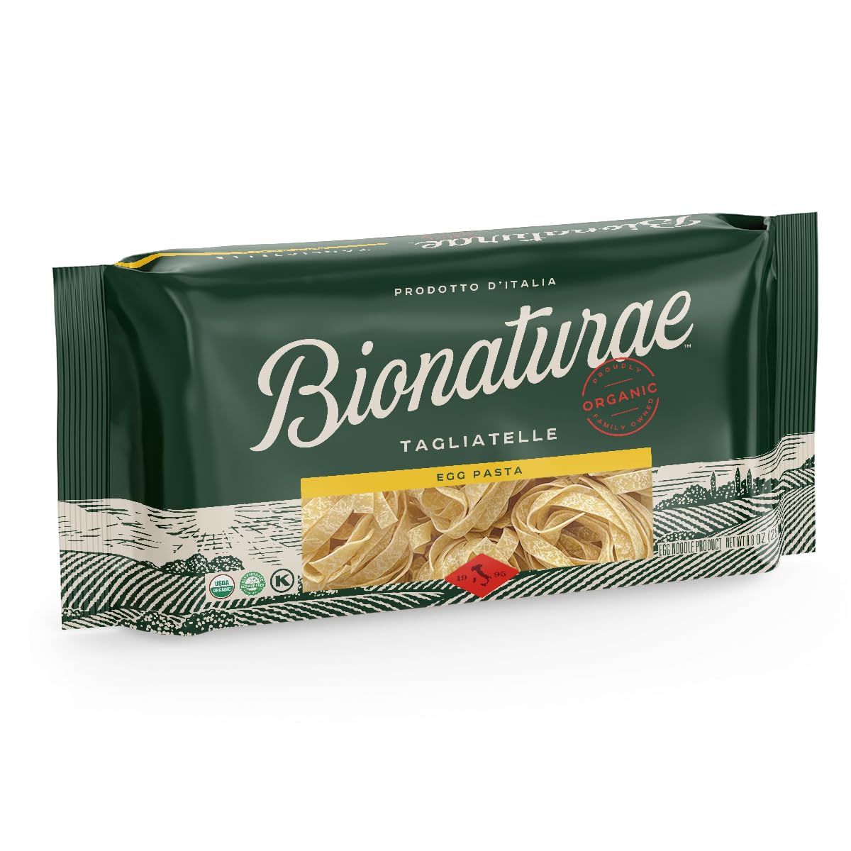 Bionaturae Organic Traditional Egg Tagliatelle Pasta, Kosher, 8.8 Oz