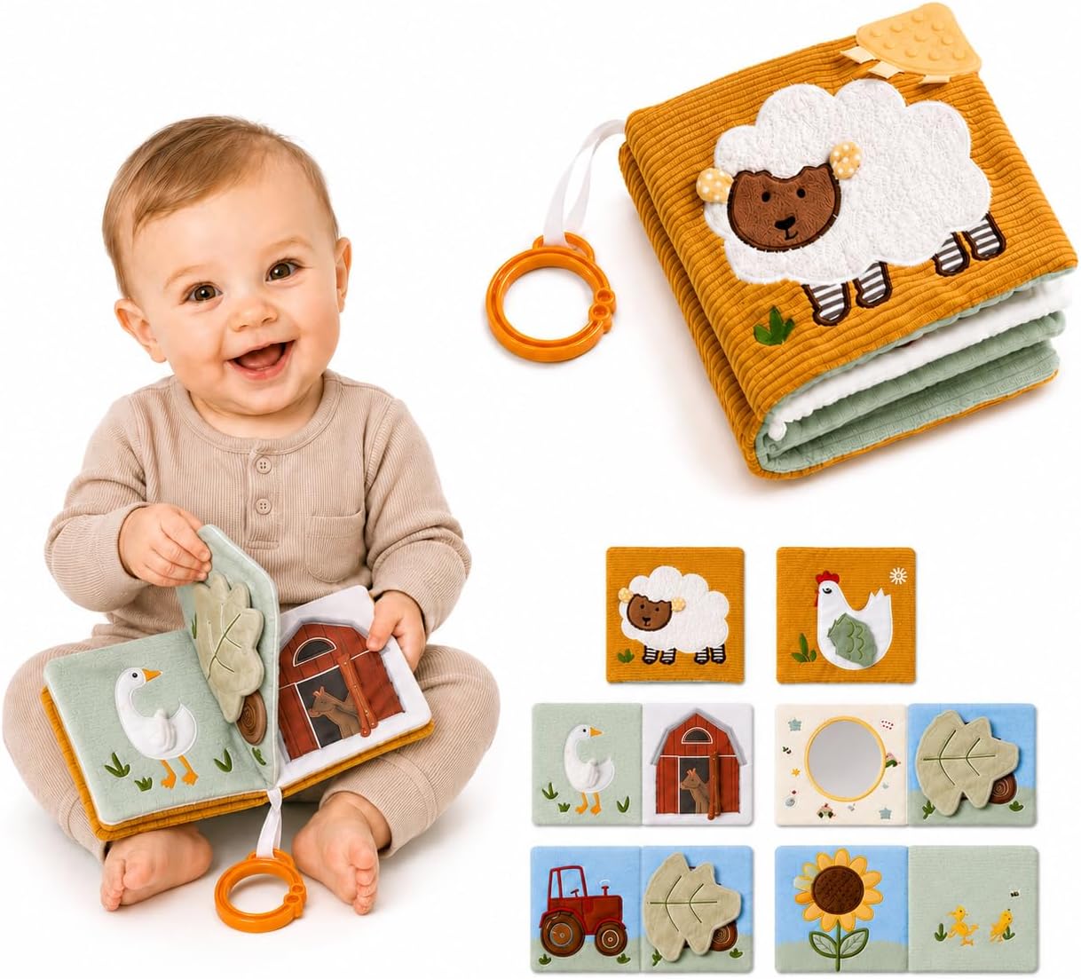 let's make Baby Books Toys, Touch and Feel Cloth Crinkle Books for Babies