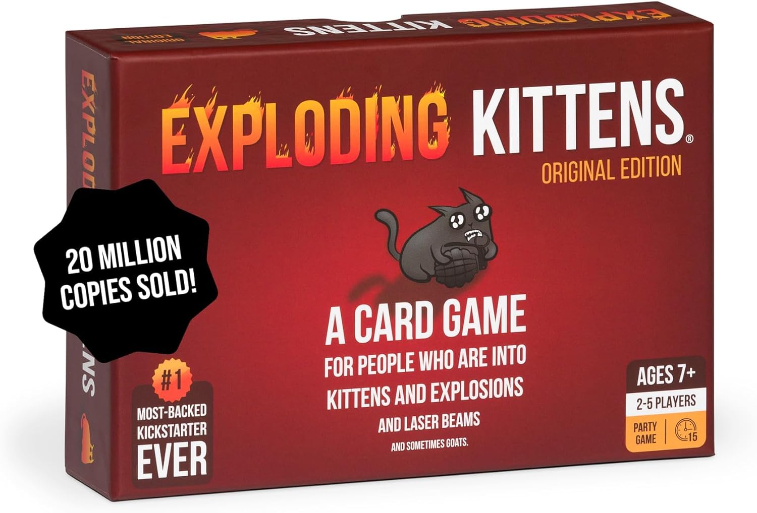 Exploding Kittens Original Edition - 2-5 Players - Ages 7+ - 15 Minutes to Play - High Stakes Card Game - Party Game, Family Game Night, Kid and Adult Card Game