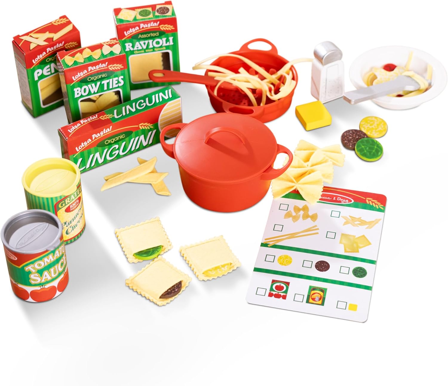 Melissa & Doug Prepare & Serve Pasta Play Food Set Wooden Play Food Sets For Kids Kitchen, Pretend Kitchen Toys For Kids Ages 3+