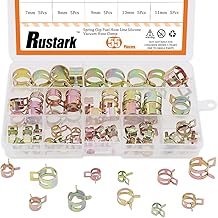 55Pcs Spring Band Type Action Fuel Line Silicone Vacuum Hose Pipe Clamp Low Pressure Air Clip Clamps Fasteners Assortment Kit (5 x 7mm 8mm 9mm 10mm 11mm 12mm 13mm 14mm 15mm 16mm 17mm)