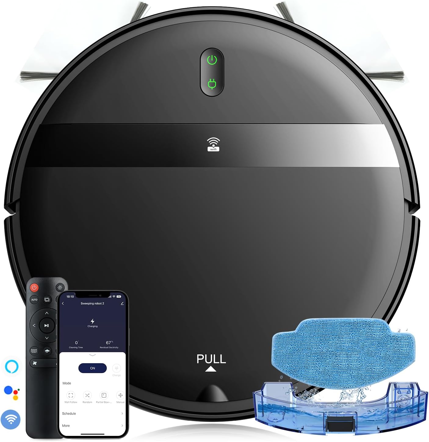 Robot Vacuum and Mop Combo for Large Homes & Pet Hair – Smart App/Voice, 2300Pa Sucktion, 120Min Clean, Ultra-Thin 2.87" Design