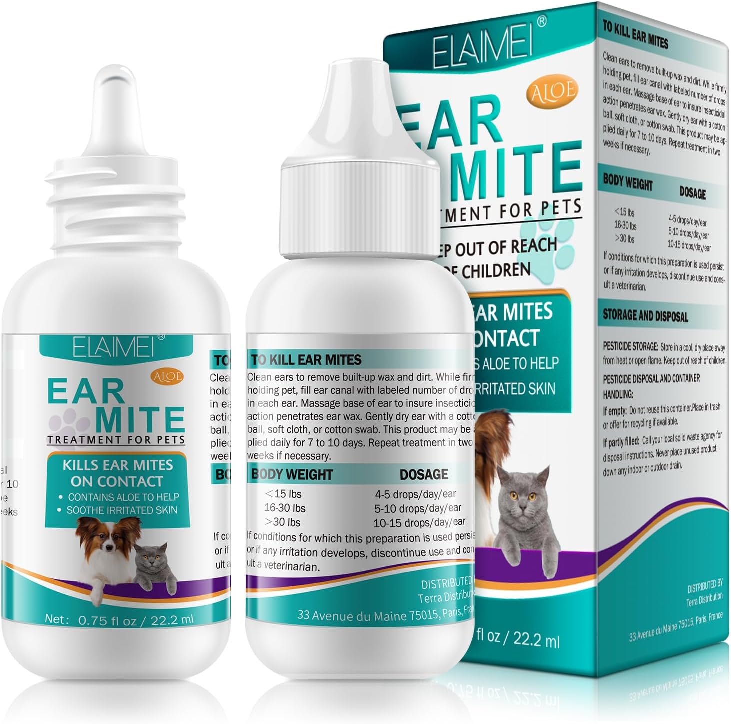 JSBNQRMZ Ear Care for Dogs,Ear mite treatment for dog,Provides Relief For Yeast Infection,Alleviation Suffering From Ear Mites&Built-Up Wax And Dirt.For Puppy,Cats And Dogs