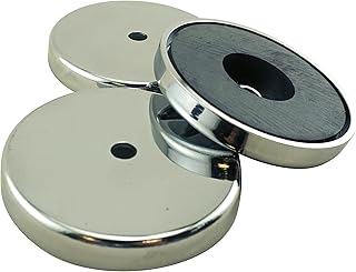Master Magnetics Ceramic Round Base Magnet - 2.618" Diameter, 0.375" Thick, 0.275" Center Hole, 65 Pound Pull ea, Nickle Plated, Pack of 3, RB70CX3