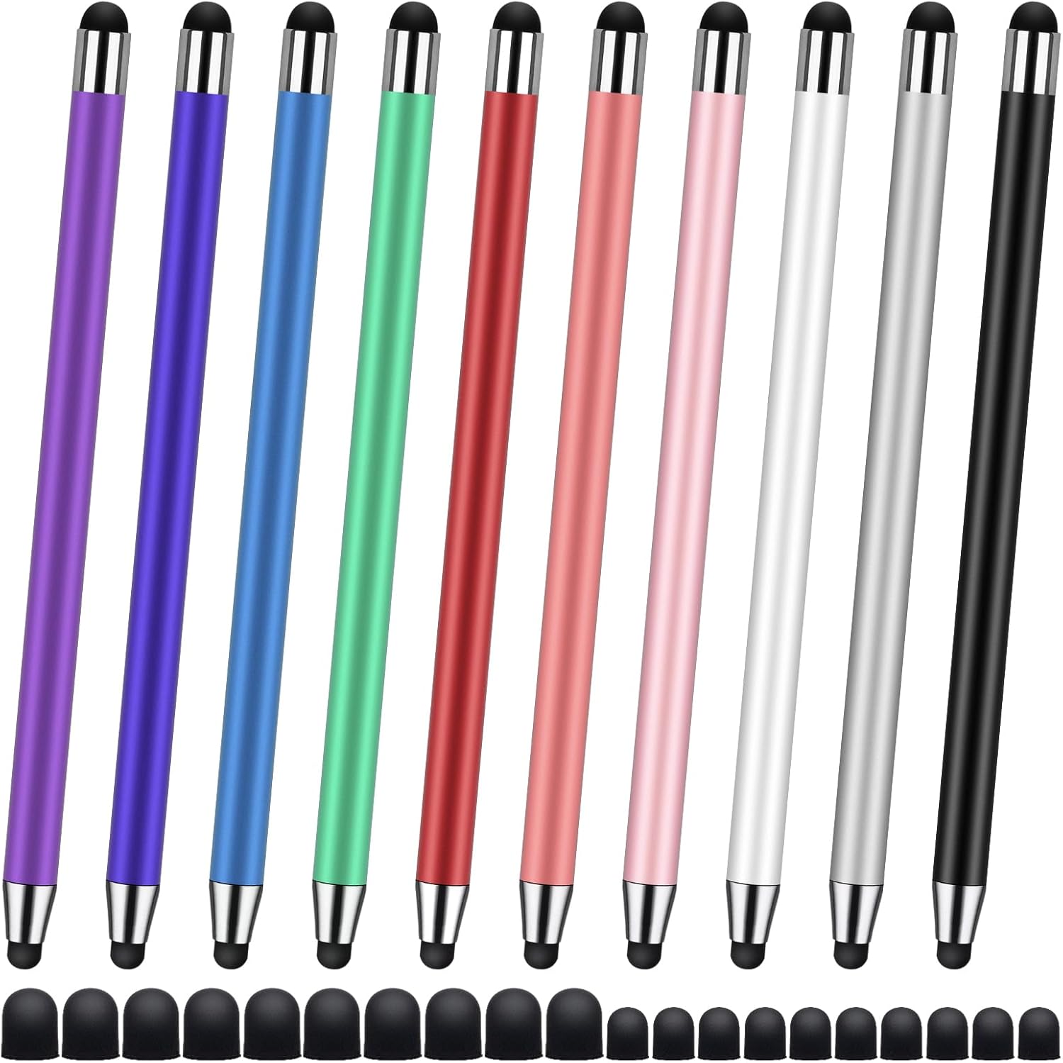 Stylus Pen [10 Pack] 2-in-1Universal Capacitive Touch Screen Pens for iPad/iPhone/Smartphones and Tablets,Compatible with All Capacitive Touch Screen,(Multiple Colors)