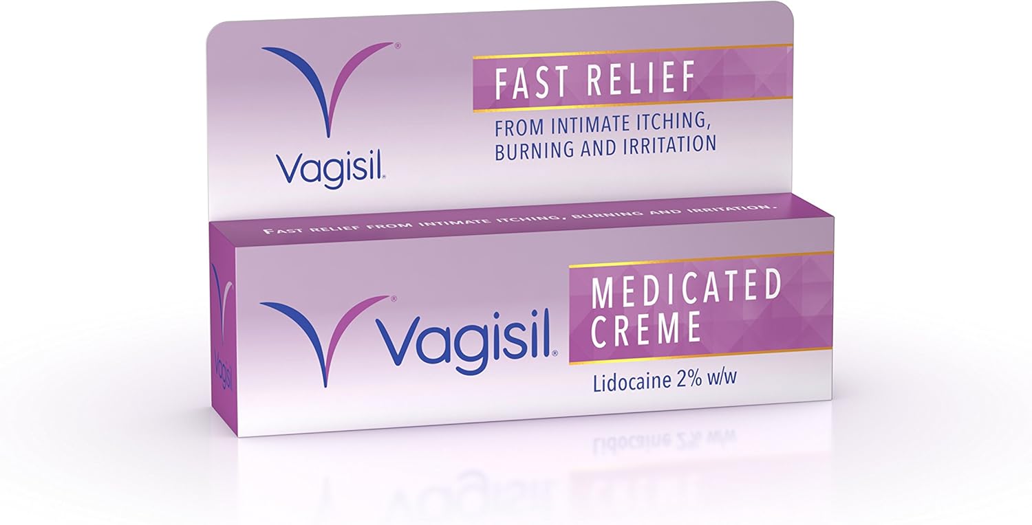 VAGISIL Medicated Creme For Women with Lidocaine, Fast Relief from Intimate Itch, Burning & Irritation, Non-Staining & Non-Greasy Anaesthetic Formula, Medicated Cream, 30 g ( Pack of 1)