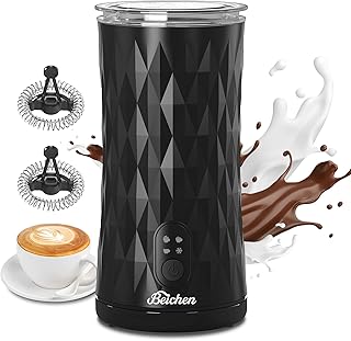 Milk Frother, 4 in 1 Electric Milk Steamer, Automatic Coffee Frother with Two Whisks, Hot and Cold Foam Maker for Hot Chocolate, Latte, Cappuccinos, Macchiato (Black)