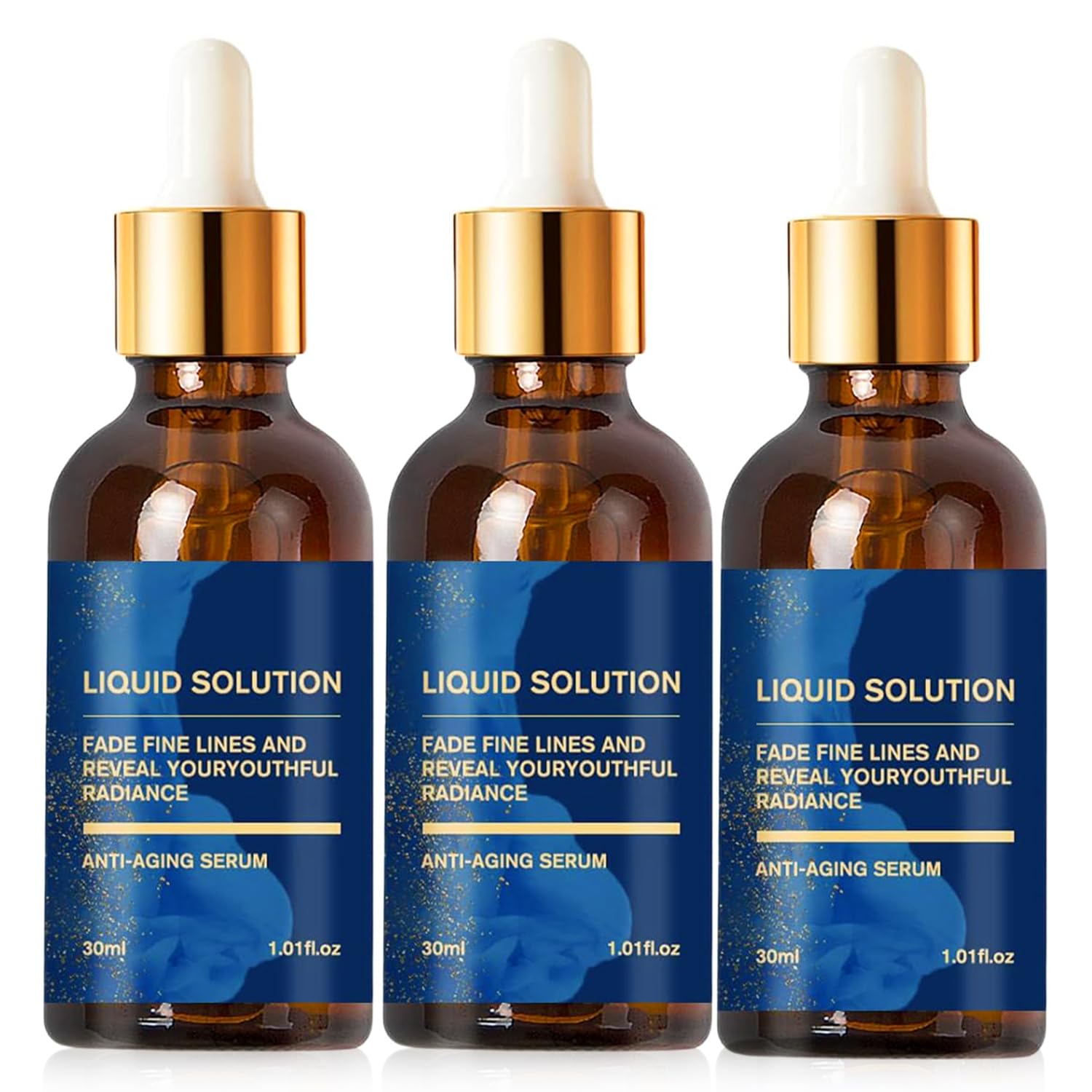 Liquid Solution Anti Aging Serum,Liquid Solution Serum for Wrinkles,Promotes Skin Collagen Production,Instant Wrinkle Removal,Natural and Non-irritating(3Pcs/1.01floz)