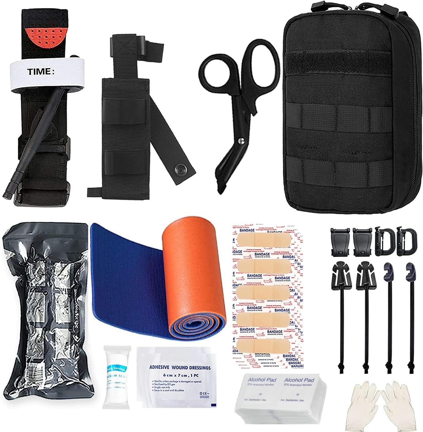 Relikee Emergency Survival Kits, Tactical Military Trauma First Aid Kit, Molle EMT IFAK Pouch Outdoor Gear Tourniquet Bandage Bleeding Control Kit for Camping Hiking Hunting Travel Car Adventures