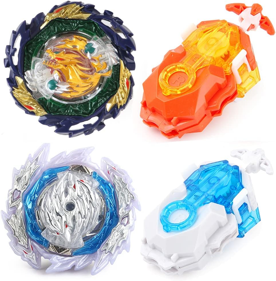 Burst Gyro Toy Set Metal Fusion Attack Top Grip Toy Set Game 2 Top Burst Gyros 2 Two-Way Launcher Great Birthday Gift for Boys Children Kids 6 8 10+