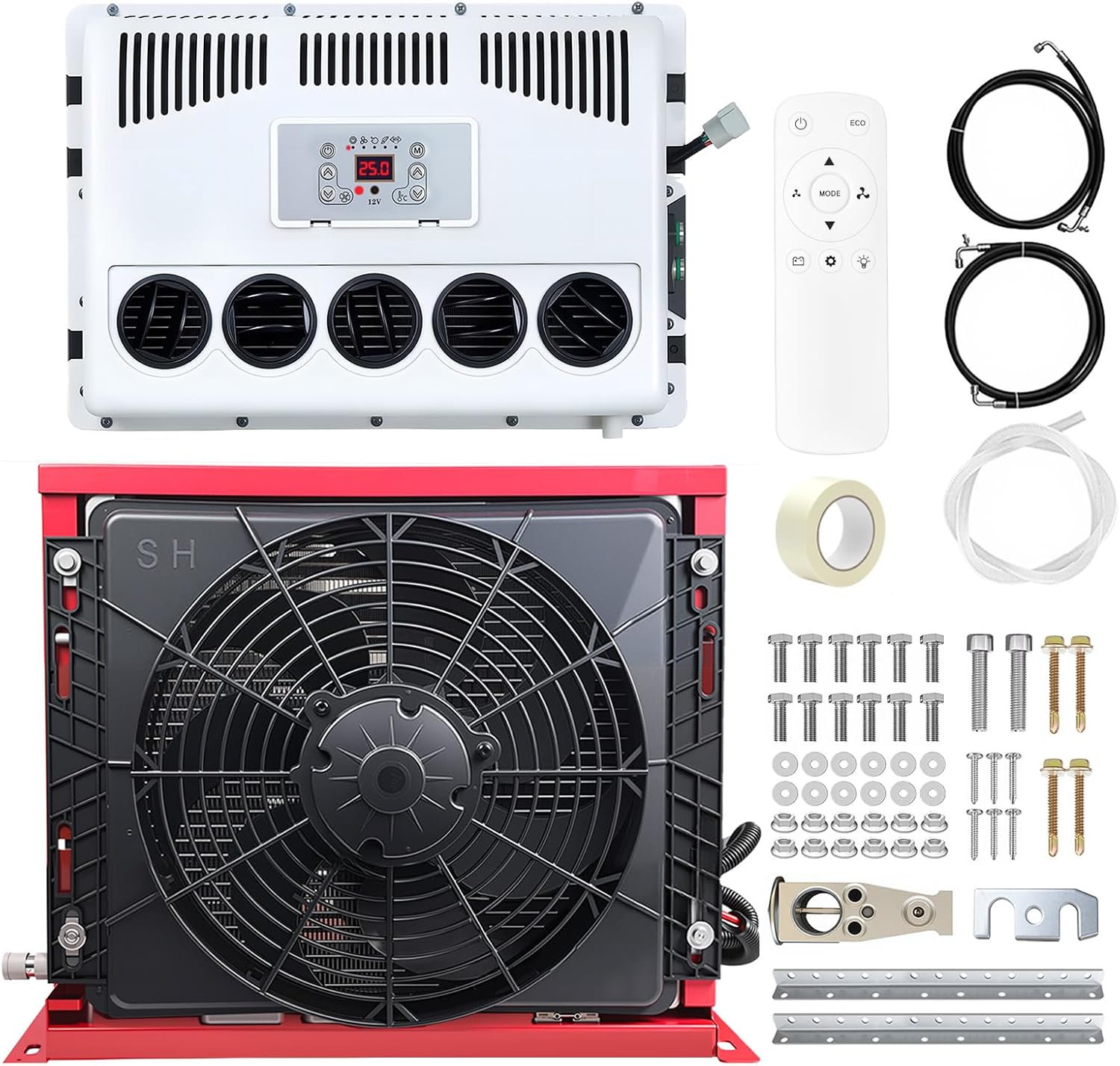 DC 12V Air Conditioner, 360° Air Outlet Energy Saving AC for Camper & Vans