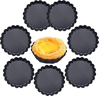 7PCS 4 Inch Mini Tart Pans Removable Bottom Non-stick Quiche Pans Reusable Fluted Edges Small Tart Molds for Pies, Tartlets, Mousse Cakes, Muffins, Kitchen Baking