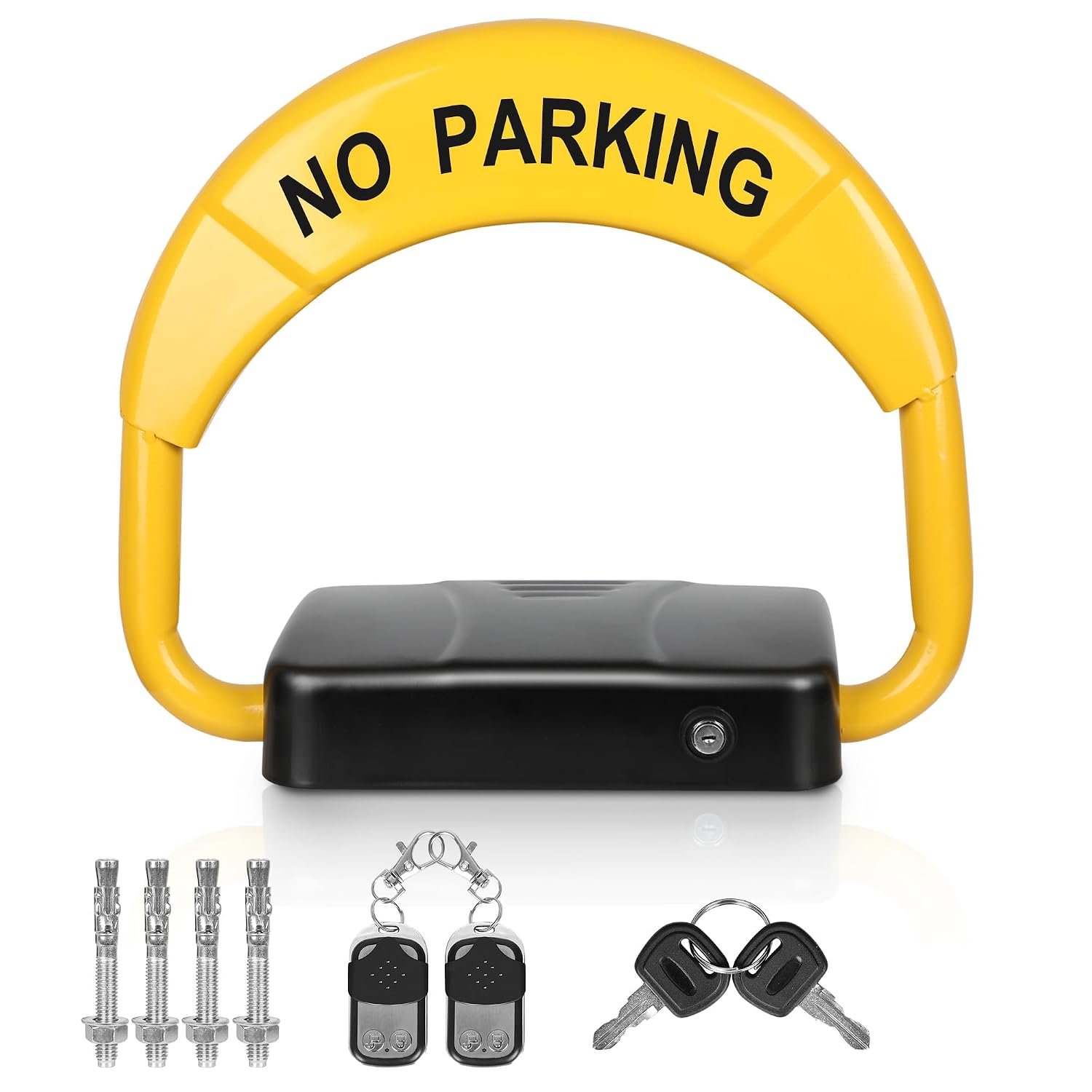ORIENTOOLS Automatic Parking Barrier 30M, Remote Control Parking Lock with 2 Remote Controller, Private Car Parking,Intelligent Car Parking Lock Alarm Functions, yellow