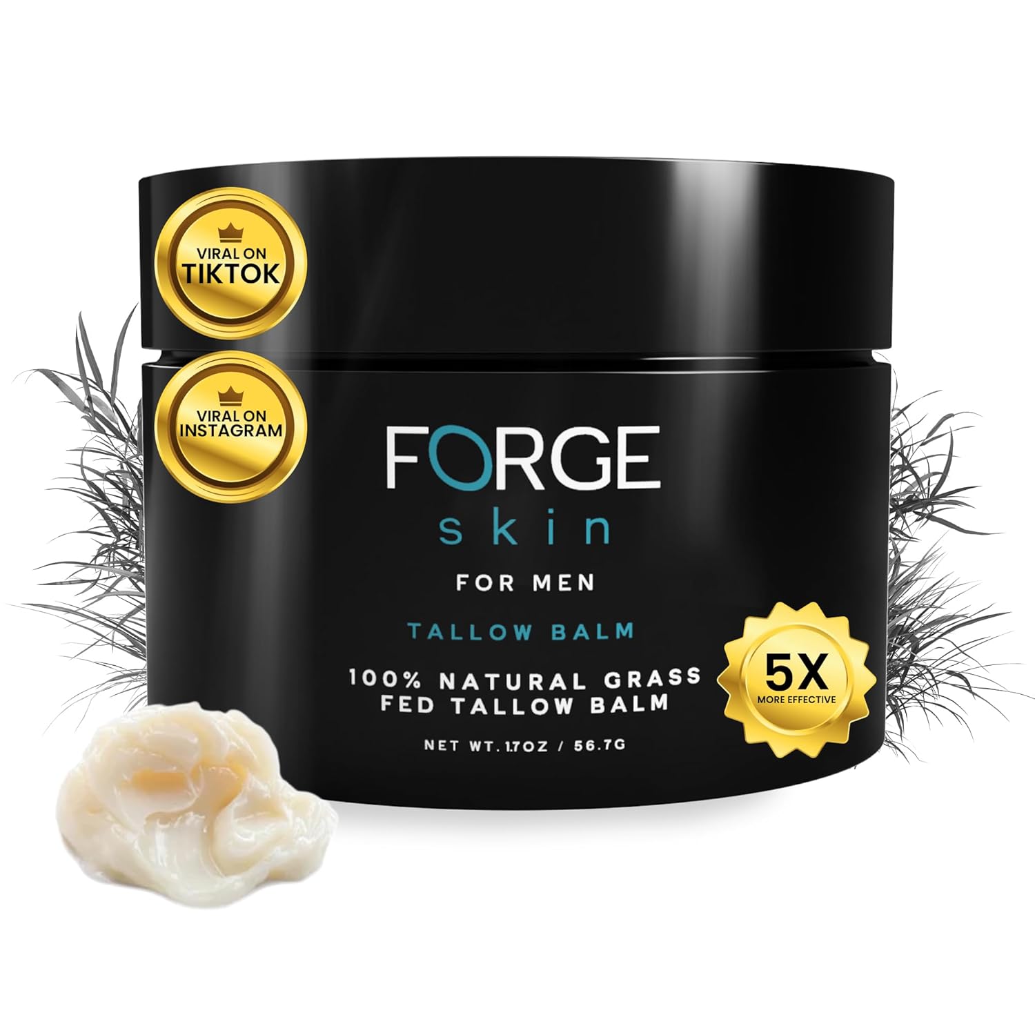 Forge Men's Wrinkle Defense Tallow Balm - 1.77 OZ | Anti-Aging Face Cream - Facial Moisturizer for Wrinkles, Dark Circles, and Fine Lines | Hydrating Night and Day Cream for Men
