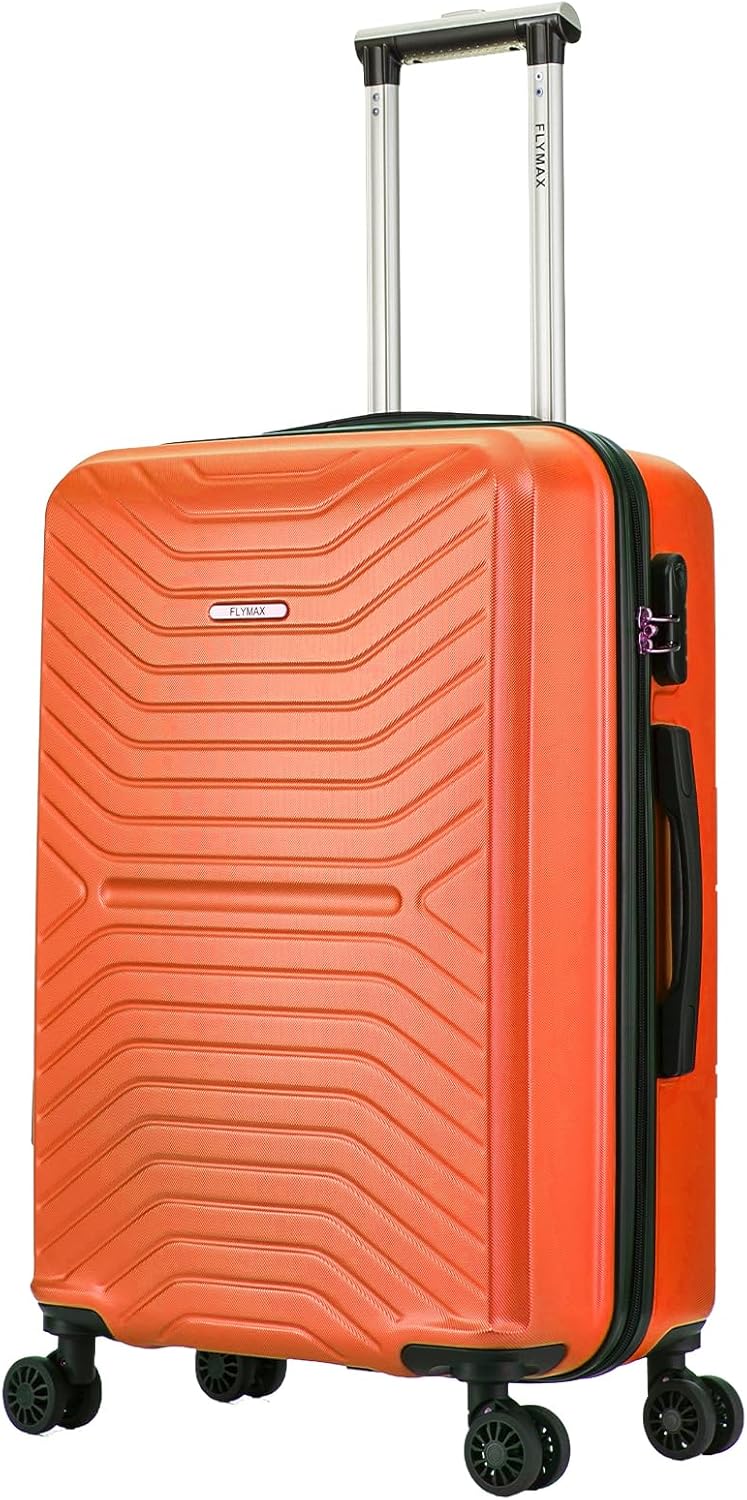 FLYMAX 24" Medium Suitcase 4 Wheel Lightweight Luggage Hard Shell ABS Travel Case Hold Check in Fits 15kg - 20kg Medium Size + 3 Digit Lock + Telescopic Handle 67 Litre Capacity