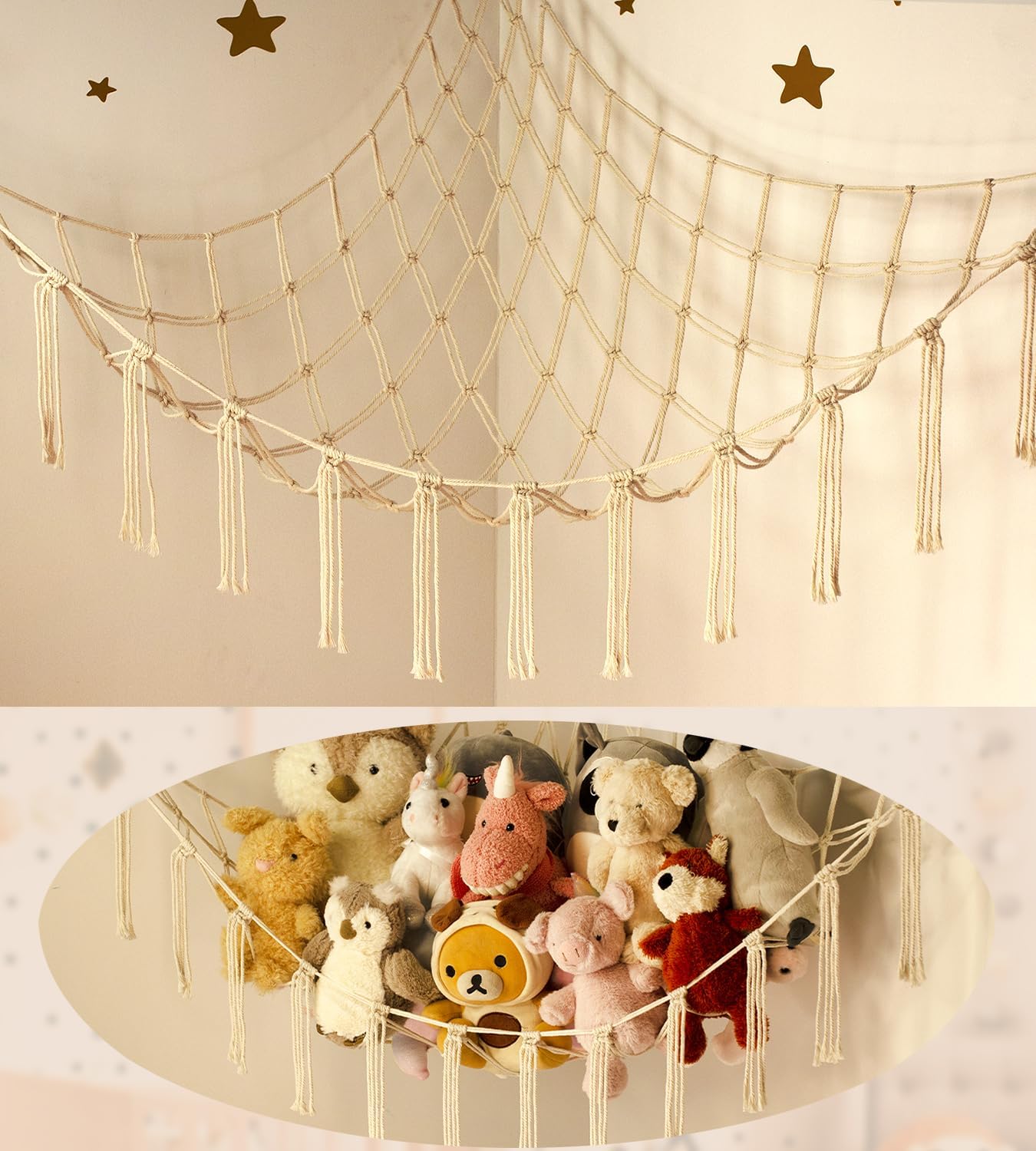 Teddy Hammock - Cuddly Toy Storage Hammock for Stuffed Animals - Teddy Bear Hanging Toy Storage - Soft Plush Toy Storage Net - Nursery Preppy Room Decor for Girls Bedroom