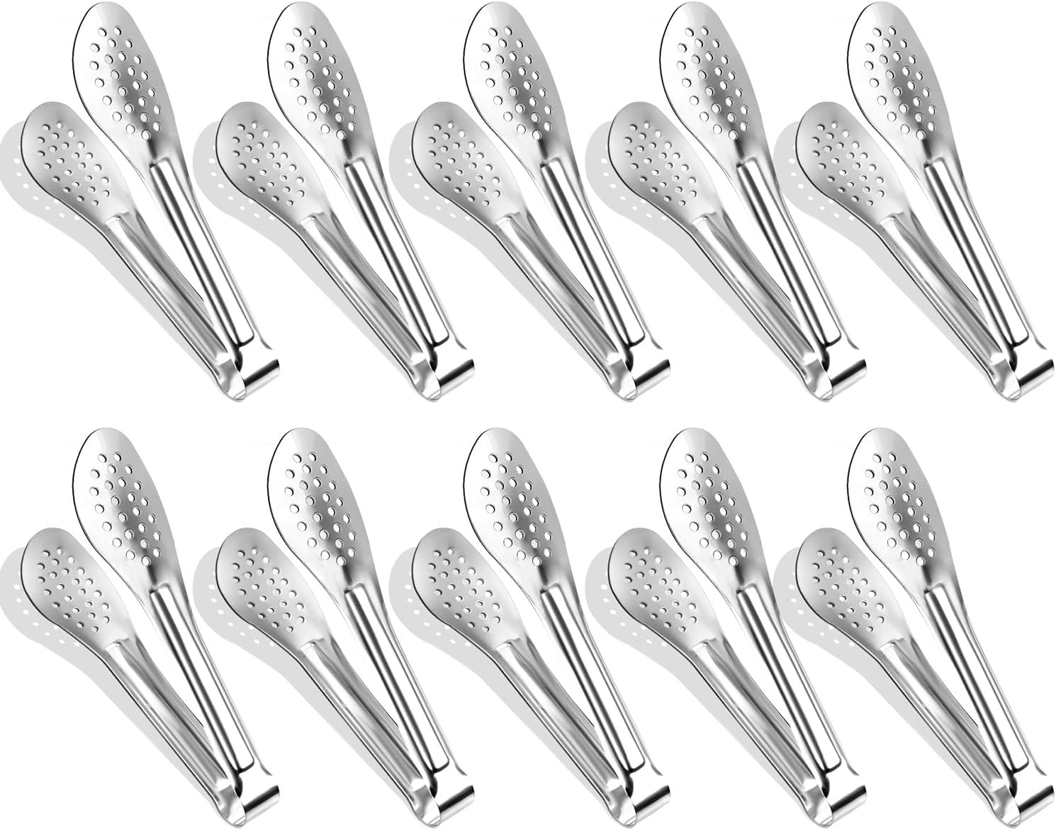 10PCS Serving Tongs, Small Kitchen Tongs,XEVOM Stainless Steel small Appetizer Tongs Mini Sugar Ice (5 Inch)