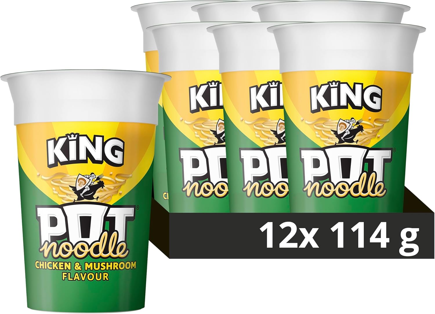 Pot Noodle Chicken & Mushroom King Pot Noodle instant vegetarian snack quick to make noodles 12x 114 g
