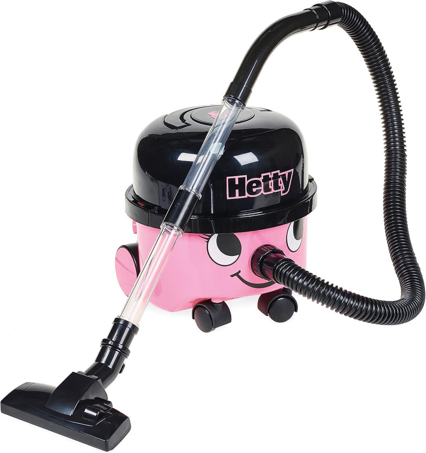 Casdon Henry & Hetty Toys - Hetty Vacuum Cleaner - Pink Vacuum Cleaner Toy with Real Function & Nozzle Accessories - Kids Cleaning Set - for Children Aged 3+